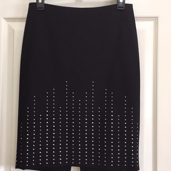 WHBM Black Ponte Studded Pencil Skirt - Picture 3 of 10